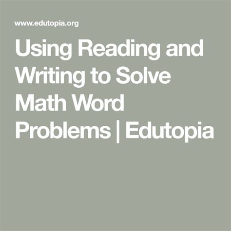 Using Literacy Skills to Solve Math Word Problems Edutopia