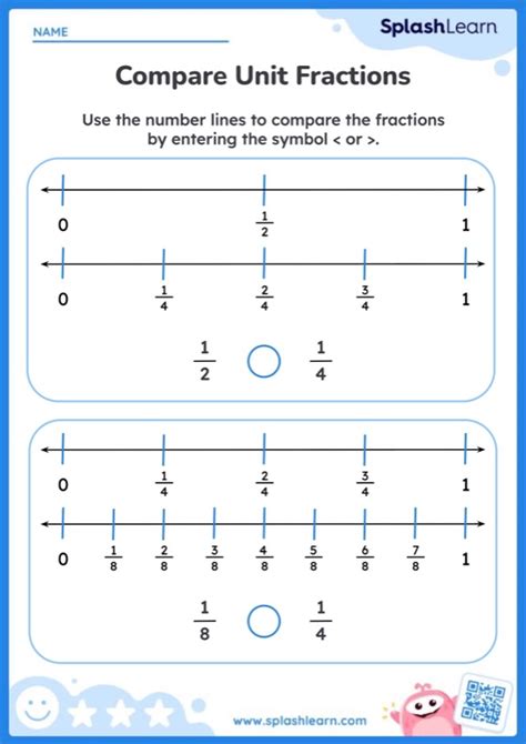 Using Number Line to Compare Fractions Math Worksheets SplashLearn