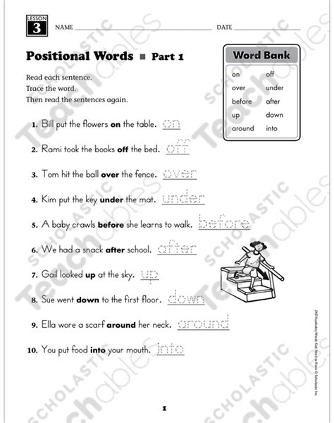 Using Positional Words Worksheets Teach Starter Worksheets Library