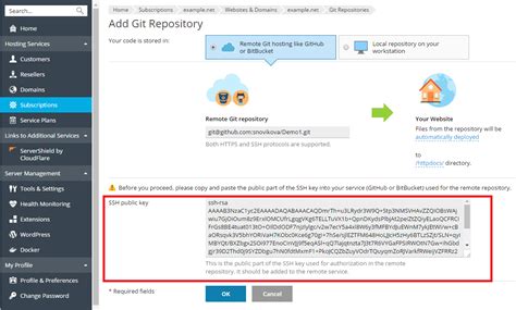 Using Remote Git Hosting Plesk Obsidian Documentation