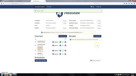 Using Schedule Builder in LionPATH YouTube