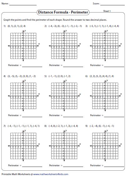 Using The Distance Formula Worksheet Distance Formula Perimeter