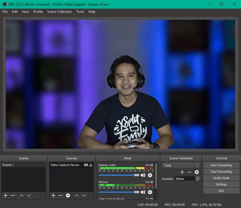 Using VCam with OBS Studio XSplit Support