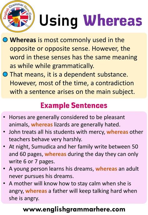 Using WHEREAS & WHILE, Example Sentences English Grammar Rules, Learn
