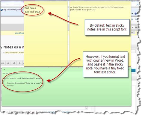 Using Windows 7 Sticky Notes as a Mini Text Editor Eric White