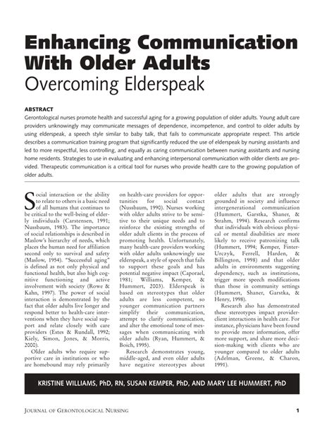 Using elderspeak when engaging in conversation with an older adult . Things To Know About Using elderspeak when engaging in conversation with an older adult . 