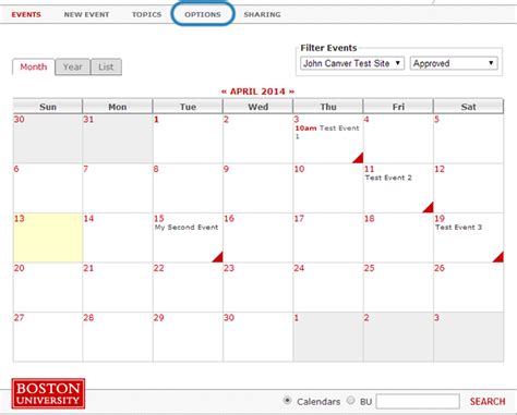 Using the BU Calendar application TechWeb Boston University