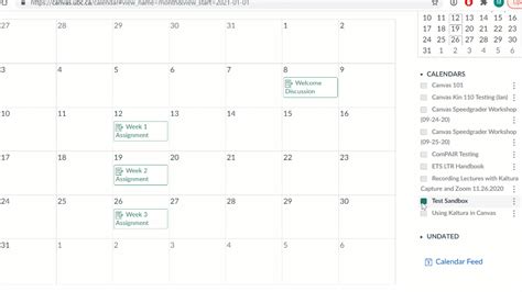 Using the Canvas Calendar Feature to Update Course Dates Educational