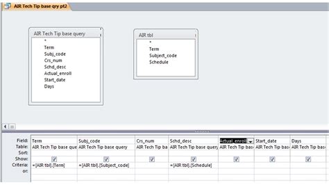 Using the Criteria Field in Microsoft Access AIR