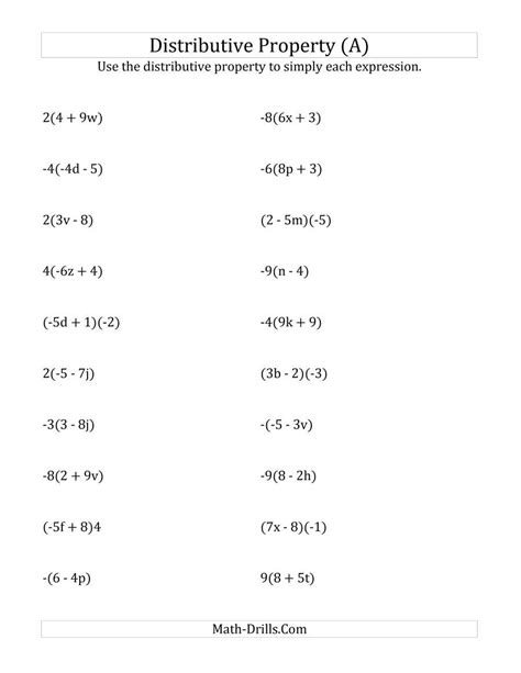 Using the Distributive Property (Answers Do Not Include Exponents) (A)