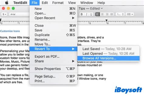 Using the Mac s Auto Save and Versions Feature