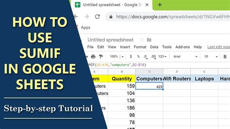 Using the SUMIF function Google Sheets YouTube