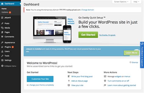 Using wordpress with godaddy. To edit a page or post with the WordPress editor, follow these steps: Log in to WordPress ( Need help opening your product? ). Select Pages or Posts from the left hand menu in the admin panel. Locate the page or post you want to edit from the list. You can select the Edit button beneath the title. 