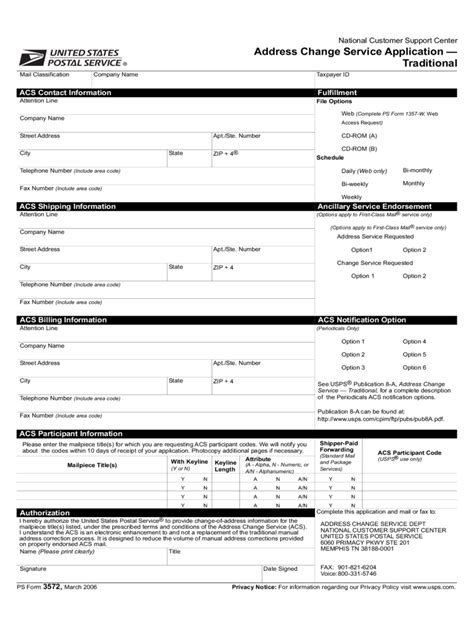 Usps change of address form in Word and Pdf formats