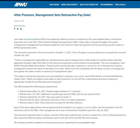 News APWU-Represented Postal Workers Get Retro-Pay APWU-represented e