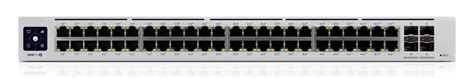 Usw-pro-48-poe. A 48-port, Layer 3 PoE switch. Features: (40) GbE, PoE+ RJ45 ports (8) GbE, PoE++ RJ45 ports (4) 10G SFP+ ports (1) USP RPS DC input for power redundancy 600W total PoE availability Managed with the UniFi Network application: Version 5.10.5 and later. 