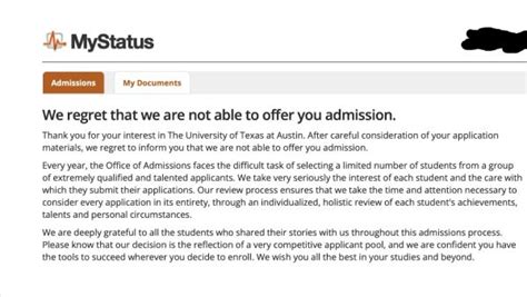 Ut austin rejection letter.  In this article, we&rsquo;ll cover how to appeal a UT Aus...
