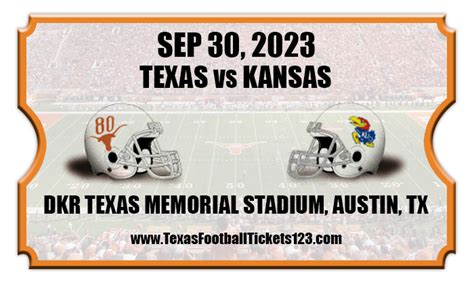 Find tickets Austin, TX Darrell K Royal - Memorial Stadium Texas Longhorns Football vs. Kansas State Wildcats Football 11/4/23, 12:00 AM Lineup University of Texas Longhorns Football . 