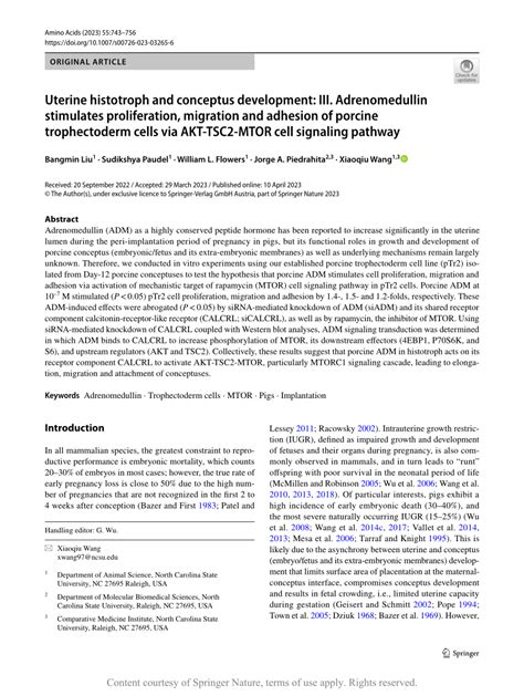 Uterine histotroph and conceptus development: III ... - Springer