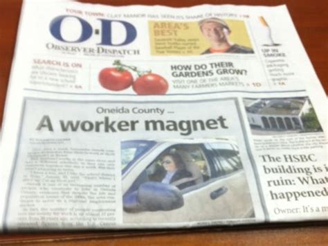 Utica od e edition. Observer-Dispatch, Utica, New York. 39,124 likes · 2,405 talking about this. The O-D is the main source of print and online news in the Mohawk Valley area of Upstate New York. 