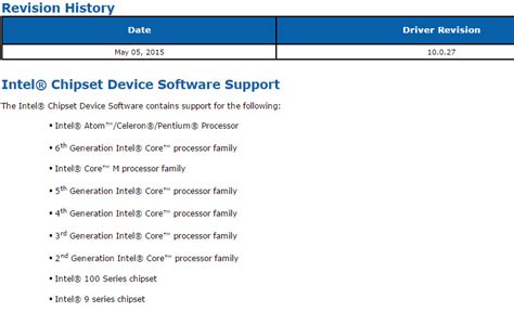 Utilitaire INF pour chipset - Intel