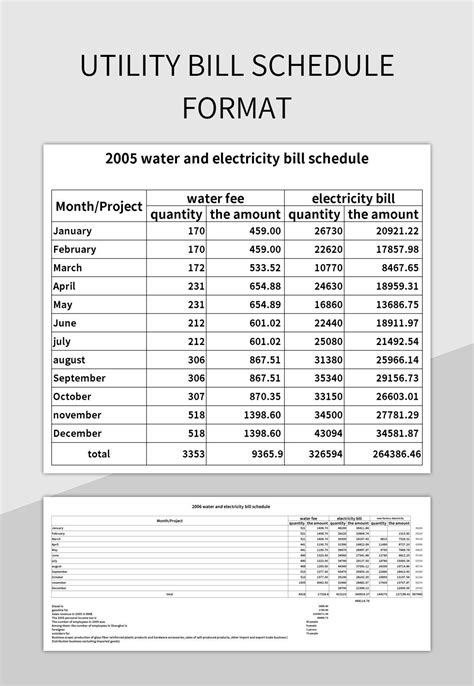 Utility Bill Schedule Format Excel Template And Google Sheets File For