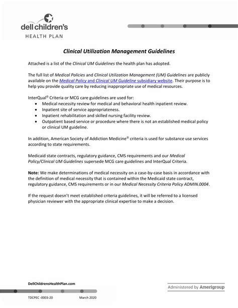 Utilization Management Guidelines for Children