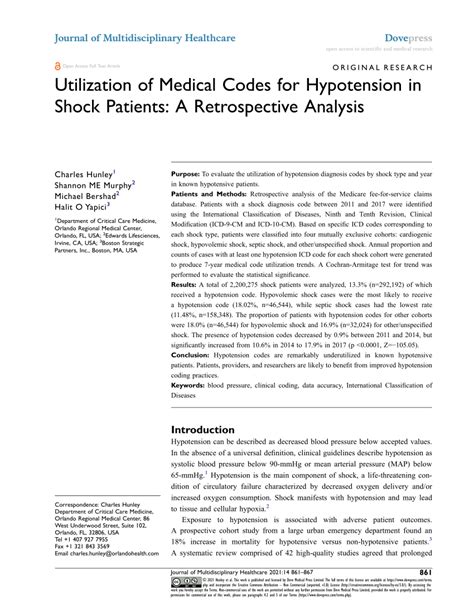 Utilization of Medical Codes for Hypotension in Shock Patients ... - Pub…