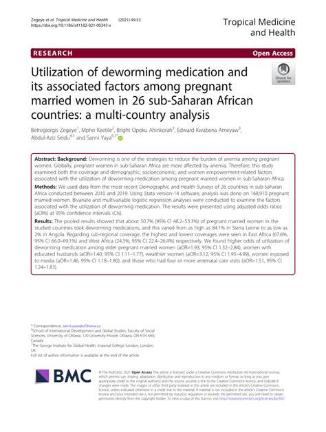 Utilization of deworming medication and its associated factors …