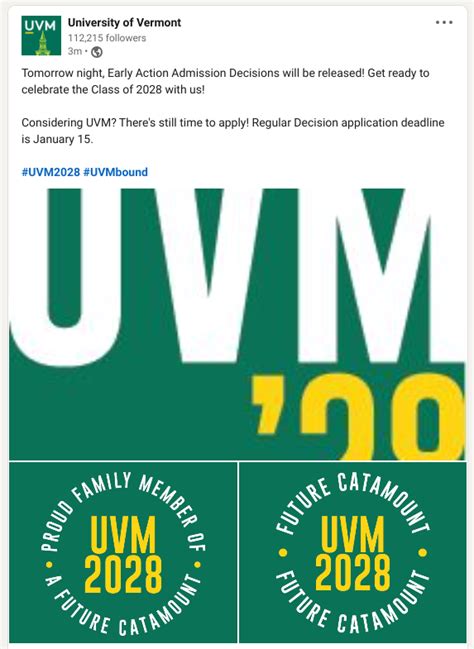 My daughter applied to UVM early action and got in with presidential scholarship and honors dorms. Waiting to hear from Vanderbilt, UVA. She might apply to Williams, Bowdoin and a couple more by the end of the year. 3 Likes. Coleman_Guenther December 21, 2022, 1:09am 81. Congrats on UVM. .... 