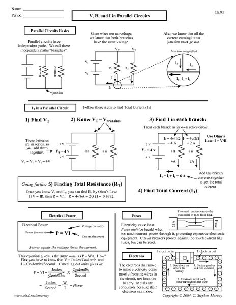 V R And I In Parallel Circuits Worksheet Answers