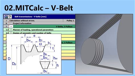 V belt pulley design calculation.  These belts have trapezoidal cross secti...