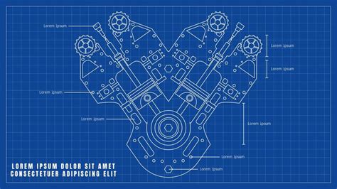 V8 engine blueprint pdf.  Download this Premium Vector about Powerful V8 turbo engine b...