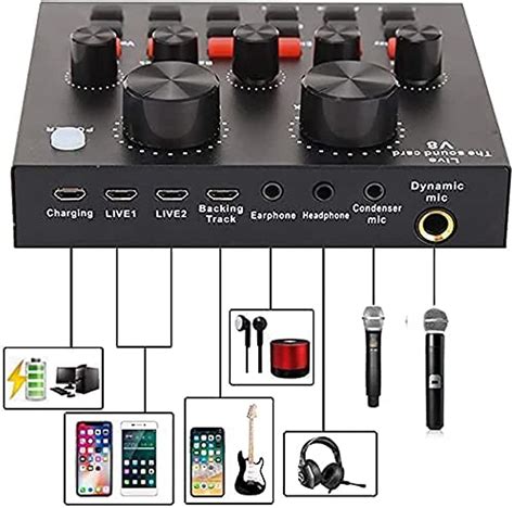 V8 sound card setup for live streaming.  Universal functions, supporting various...