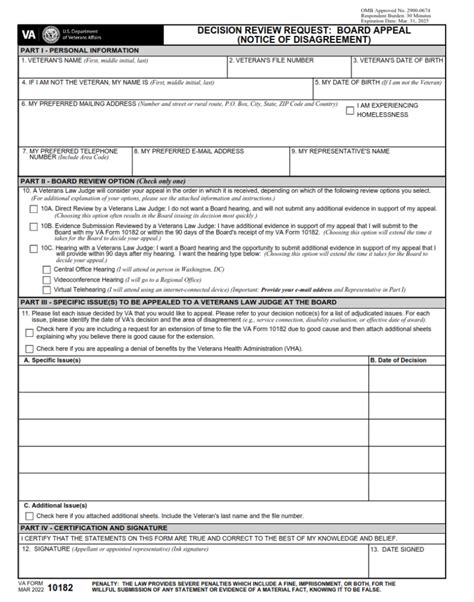 VA Form 10182 Printable, Fillable in PDF Origin Form Studio