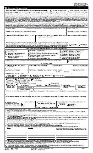 VA Form 26 1820 Explanation VA Form