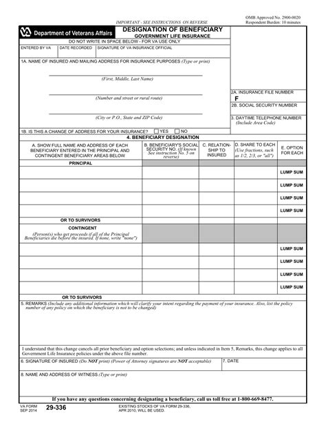 VA Form 29336 Download Fillable PDF or Fill Online Designation of
