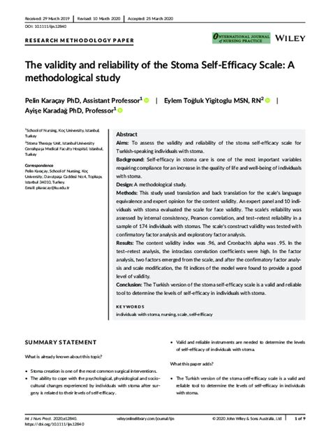 Validity and Reliability of the Stoma... : Journal of Clinical Nursing - wintechmobiles.com