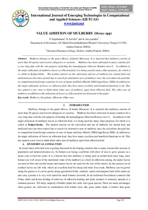 Value addition in mulberry byproducts: Opportunities and prospects - raincitystudios.com