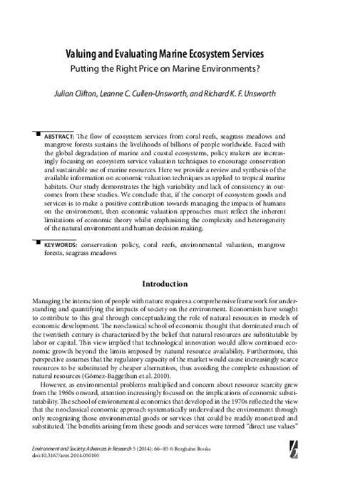 Valuing and Evaluating Marine Ecosystem Services - raincitystudios.com