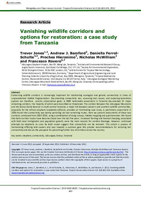 Vanishing wildlife corridors and options for restoration: a case study ... - raincitystudios.com