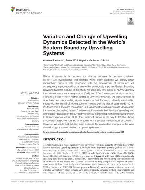 Variation and Change of Upwelling Dynamics Detected … - raincitystudios.com