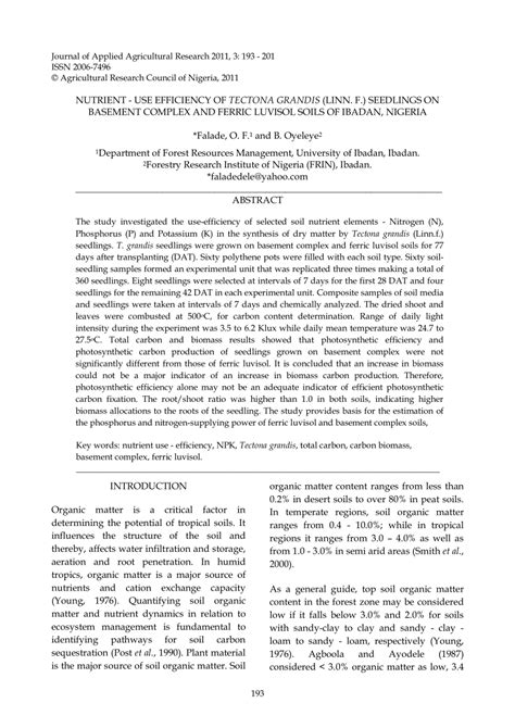 Variation in nutrient concentrations of basement complex and ... - raincitystudios.com