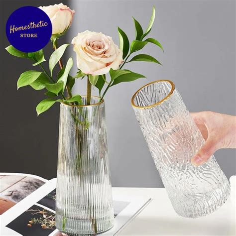 Vas Bunga Kaca Mewah Motif Estetik Dekorasi Interior Ruang Tamu Vas ... - balustradellc