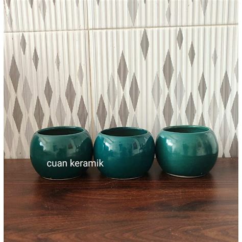 Vas Bunga Keramik Bulat - balustradellc