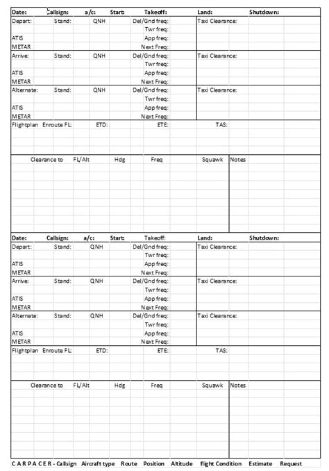 VATSIM/IVAO flight planning sheet v1.0 MSFS2020 Other Mod