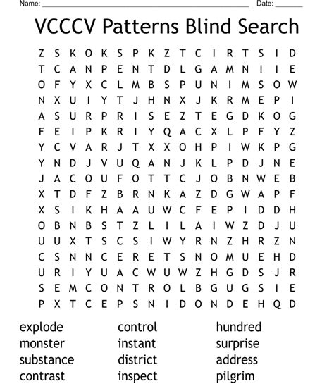 VCCCV Patterns Blind Search Word Search WordMint
