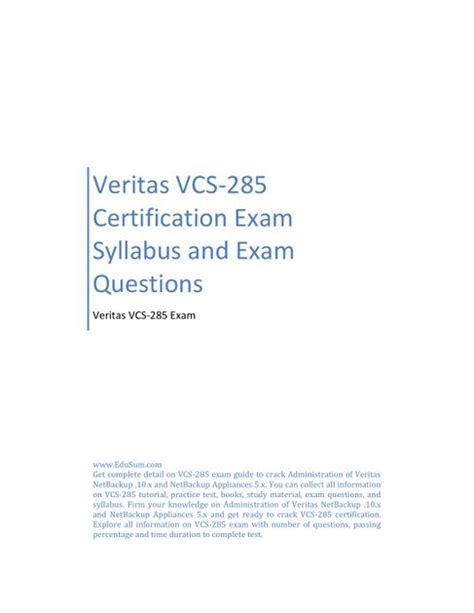 VCS-285 Exam
