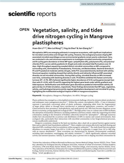 Vegetation, salinity, and tides drive nitrogen cycling in ... - Nature - raincitystudios.com