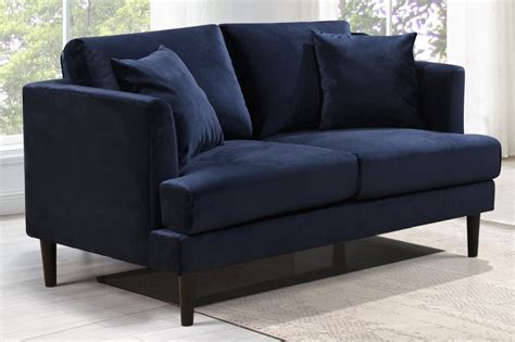 Velvet Navy Blue 2 Seater Sofa RAVELLO - Lovesofas - balustradellc